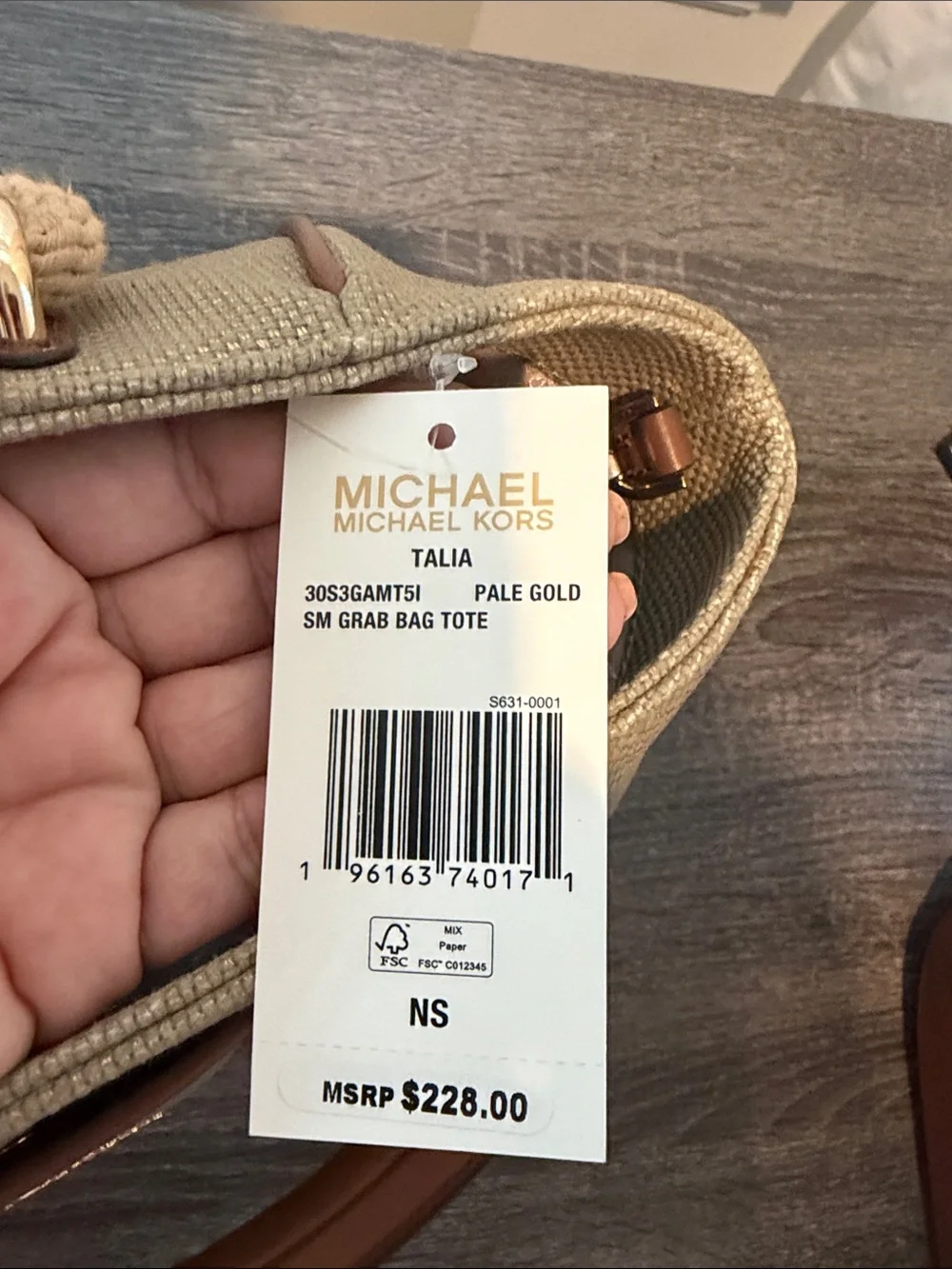 Michael Kors Tan Canvas Tote with Braided Rope Handles